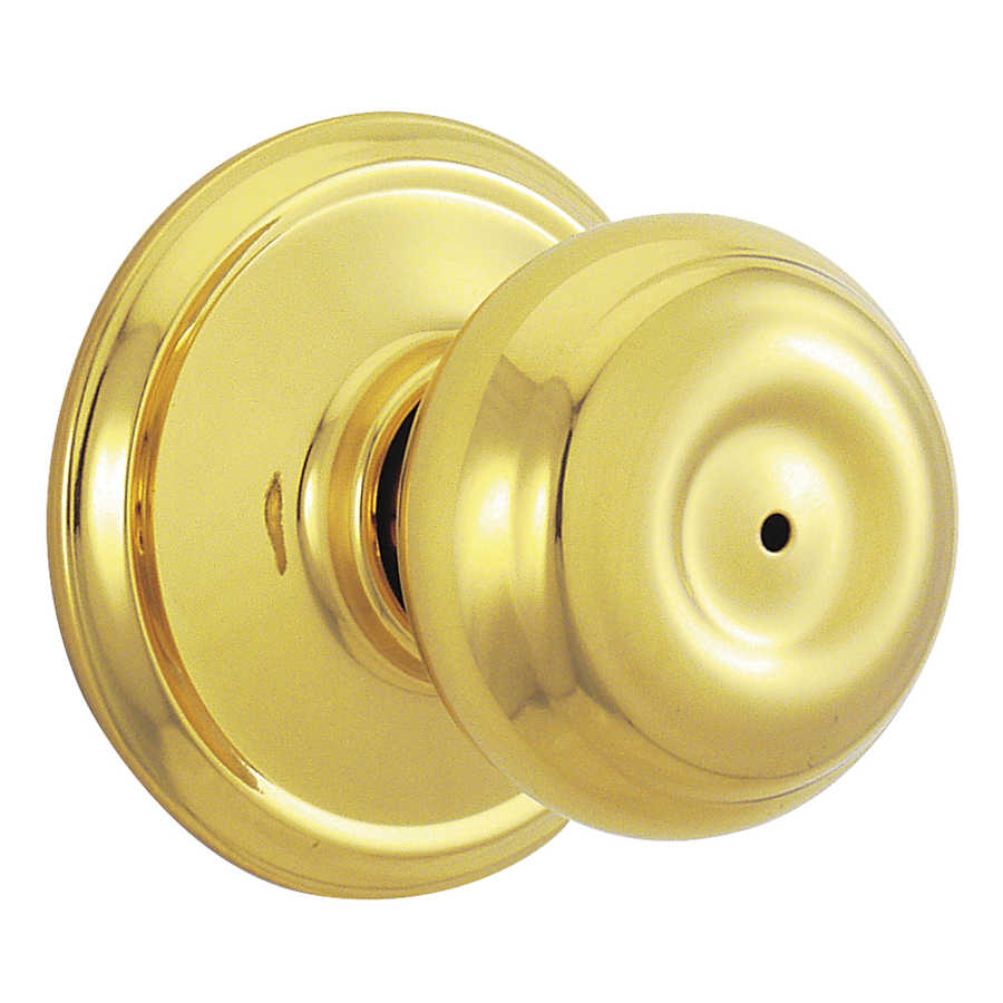 Schlage Bright Brass Round Push Button Lock Residential Privacy Door Knob