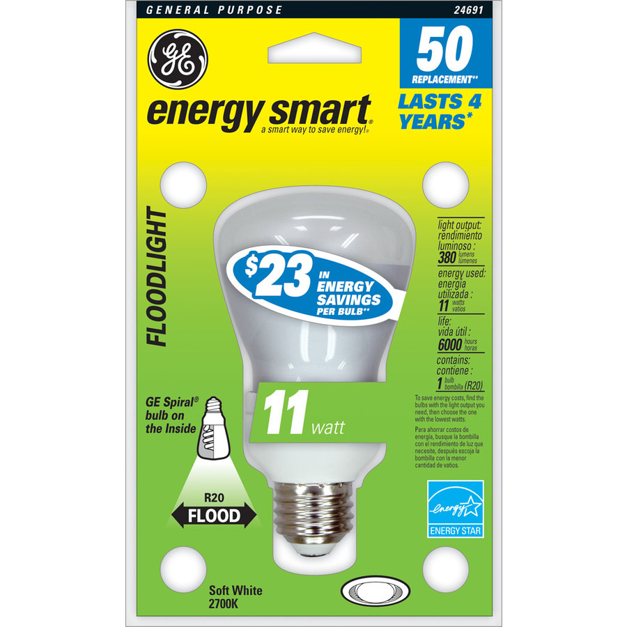 GE 11 Watt (50W) R20 Medium Base Soft White (2700K) CFL Bulb ENERGY STAR