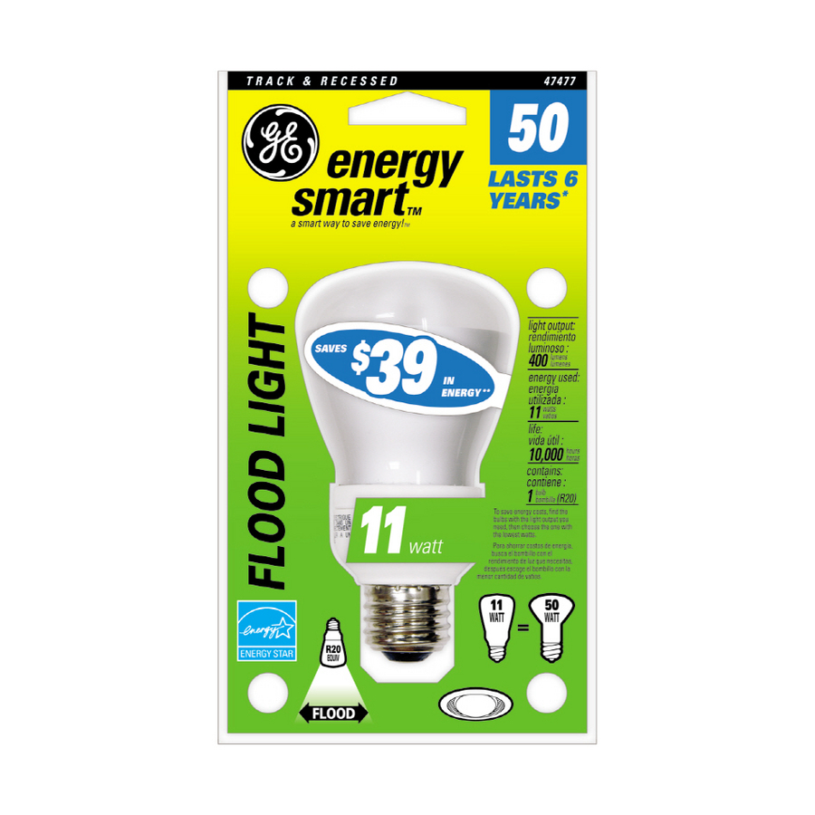 GE 11 Watt (50W) R20  Base Soft White (2700K) CFL Bulb ENERGY STAR