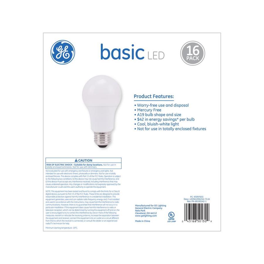 Ge Basic 60 Watt Eq A19 Daylight Led Light Bulb 16 Pack In The 60 Watt Eq A19 Daylight Led Light Bulb