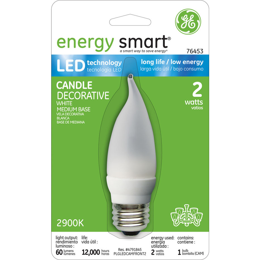 GE 2 Watt (15W) B Medium Base Soft White (2700K) Decorative LED Bulb ENERGY STAR