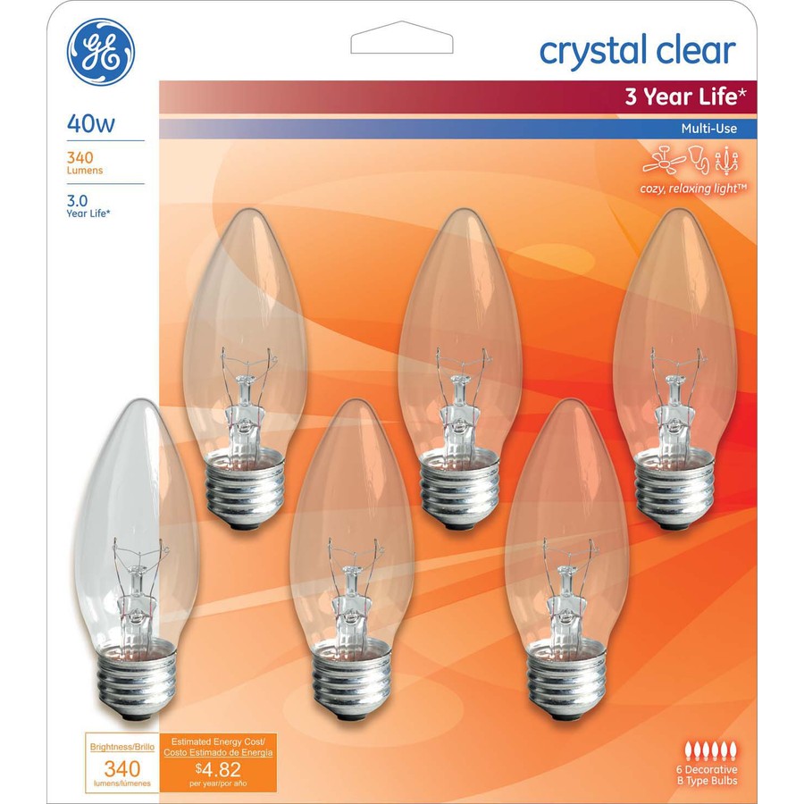 GE 6 Pack 40 Watt Medium Base Soft White Dimmable Decorative Incandescent Light Bulbs