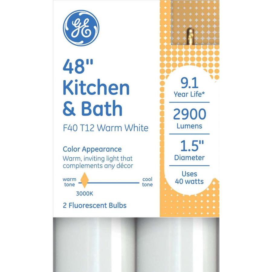 GE 2 Pack 40 Watt 48 in Warm White Linear Fluorescent Light Bulb