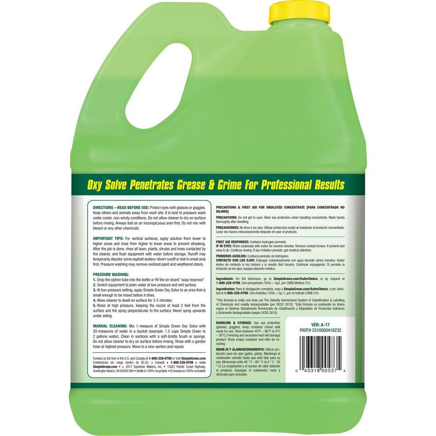 Simple Green Oxy Solve 1 Gallon House And Siding Pressure Washer Cleaner In The Pressure Washer Chemicals Department At Lowes Com