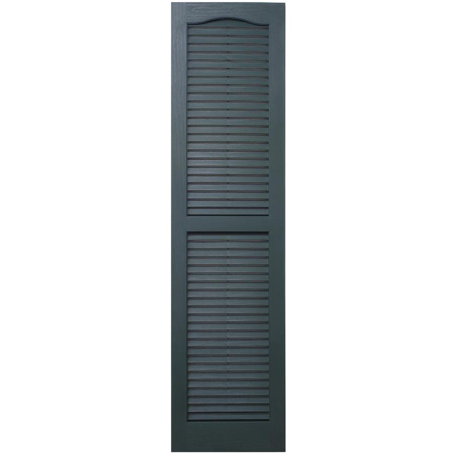 Severe Weather 2 Pack Heritage Green Louvered Vinyl Exterior Shutters (Common 15 in x 75 in; Actual 14.5 in x 74.5 in)