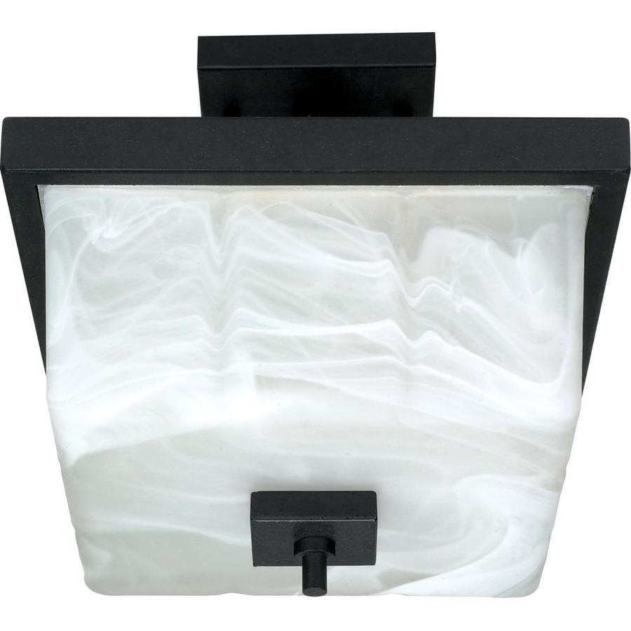 11.375 in W Textured Black Alabaster Glass Semi Flush Mount Light