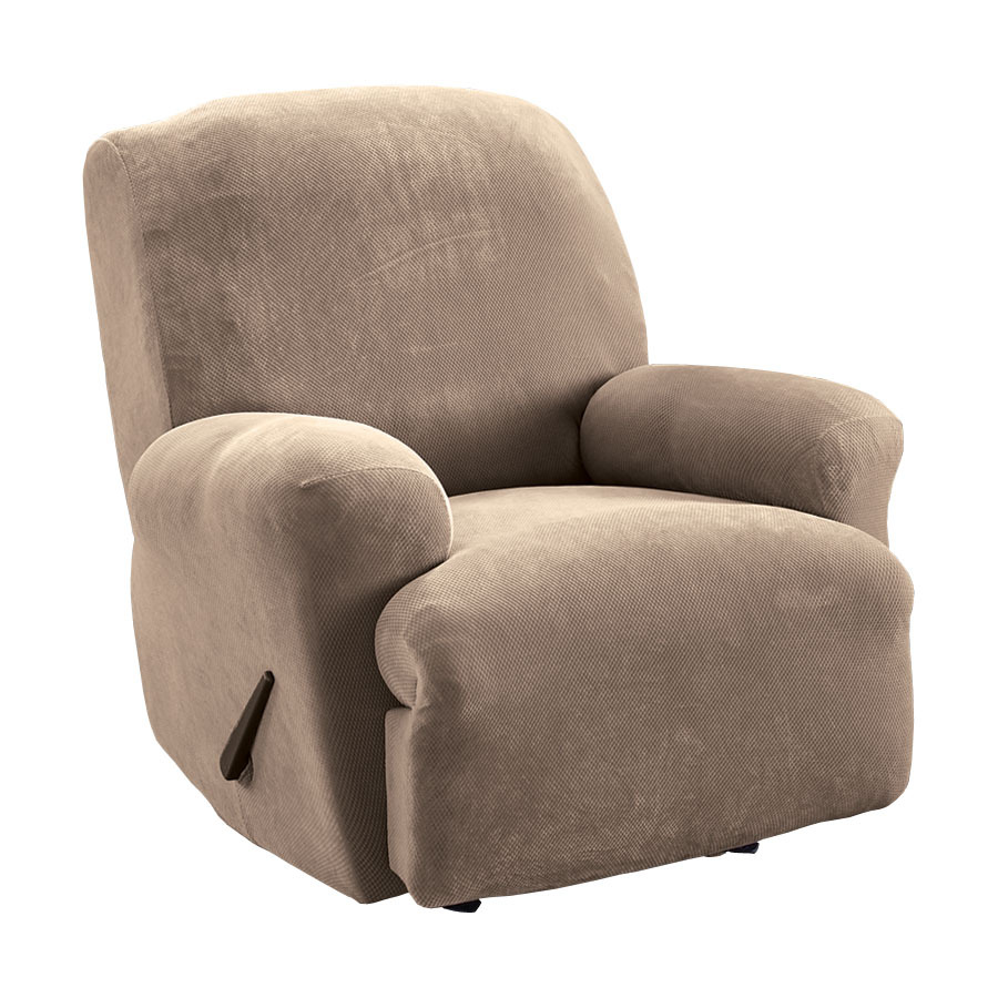 Stretch Pique Taupe Velvet Recliner Slipcover