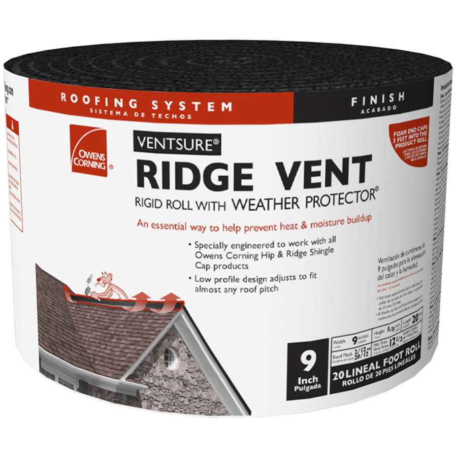 Owens Corning Black Composite Ridge Vent (Fits Opening 1.5 in; Actual 5/8 in x 20 in x 9 in)