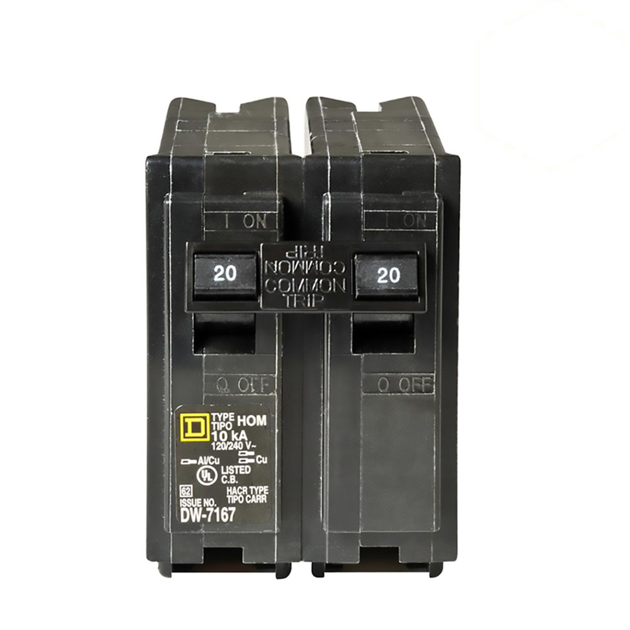 Square D Homeline 20 Amp Double Pole Circuit Breaker