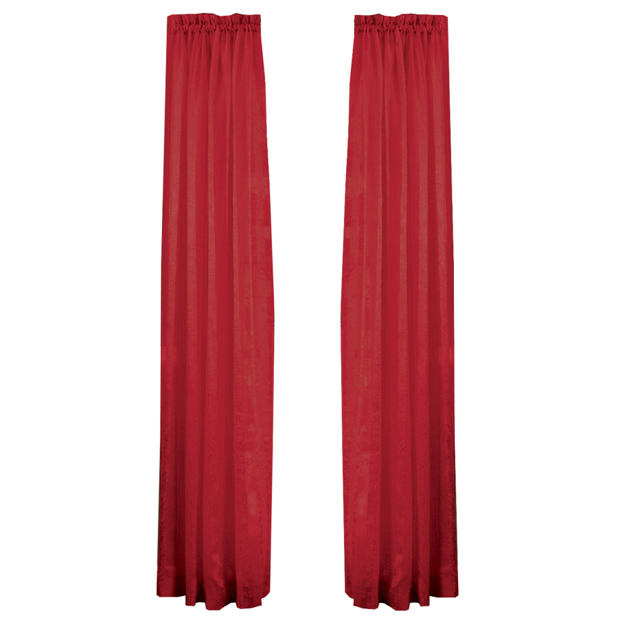 Style Selections Crystal 84 in L Striped Red Rod Pocket Window Sheer Curtain