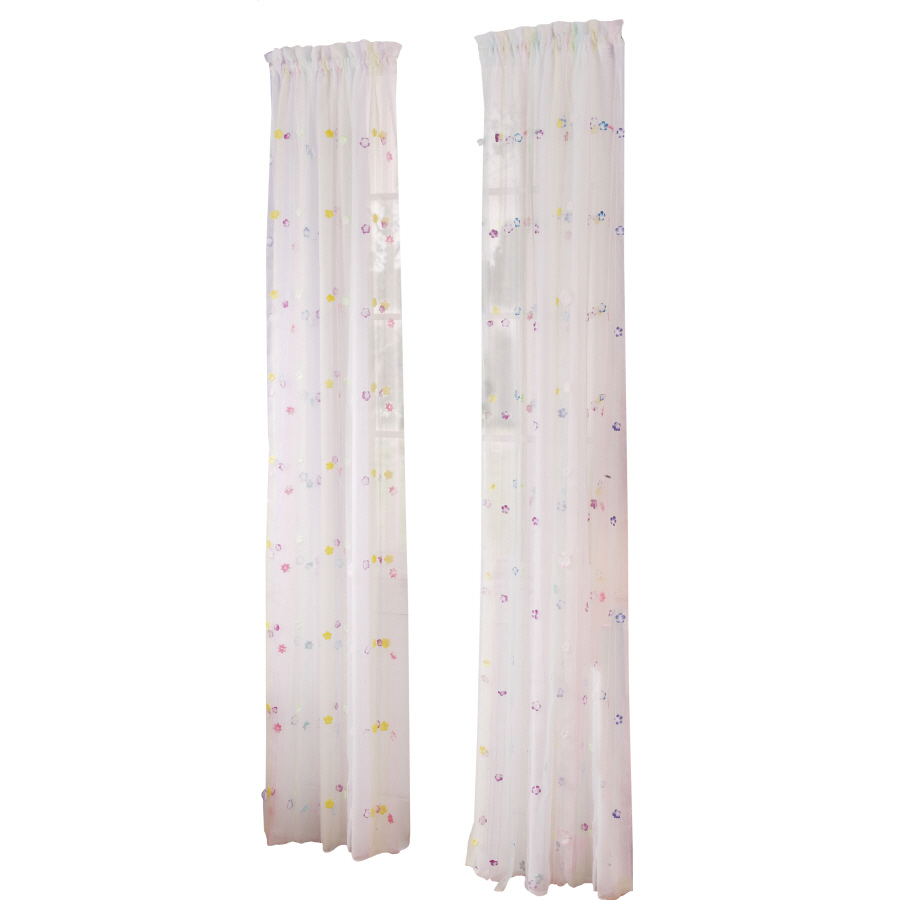 Style Selections Streamers 84 in L Kids Multi Rod Pocket Window Sheer Curtain