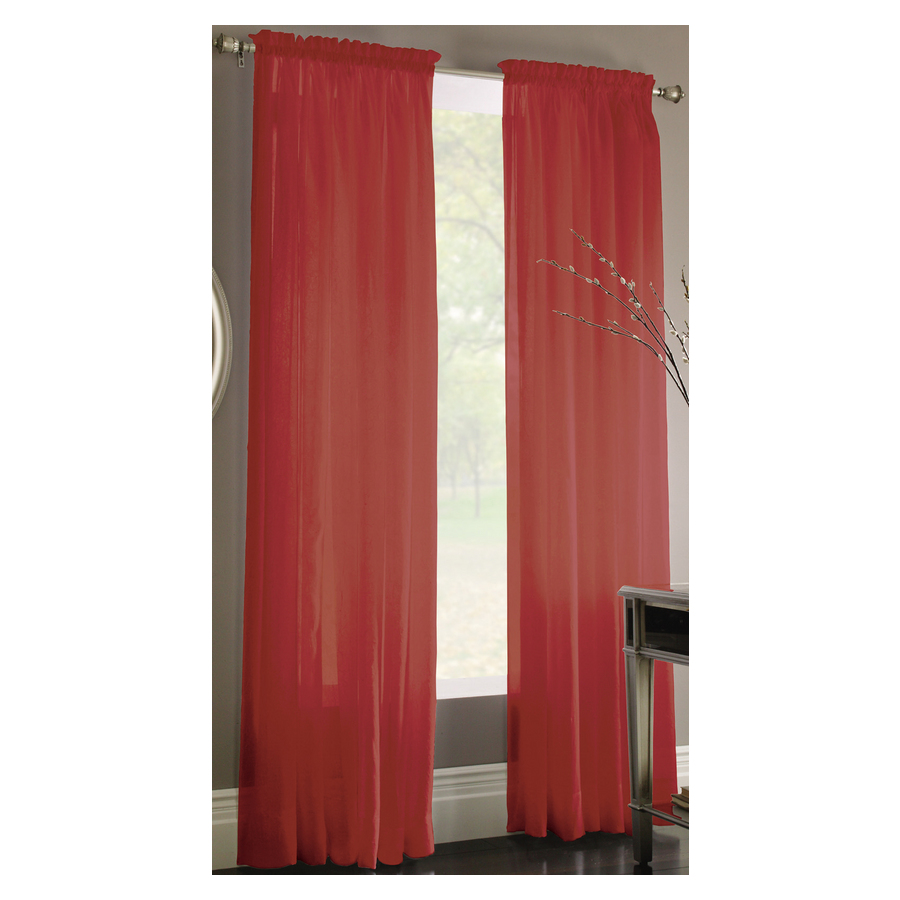 Style Selections Chloe 84 in L Solid Red Rod Pocket Window Sheer Curtain