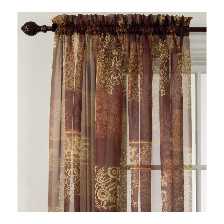 Style Selections Elena 84 in L Print Chocolate Rod Pocket Window Sheer Curtain