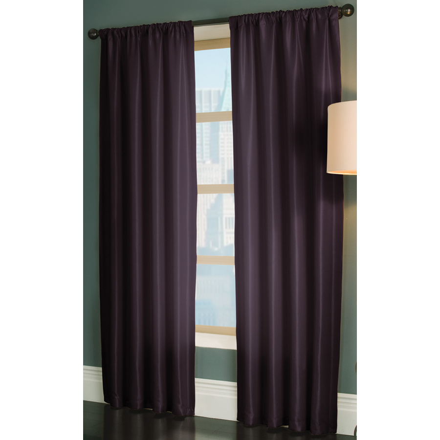 allen + roth Florence 63 in L Solid Purple Rod Pocket Curtain Panel