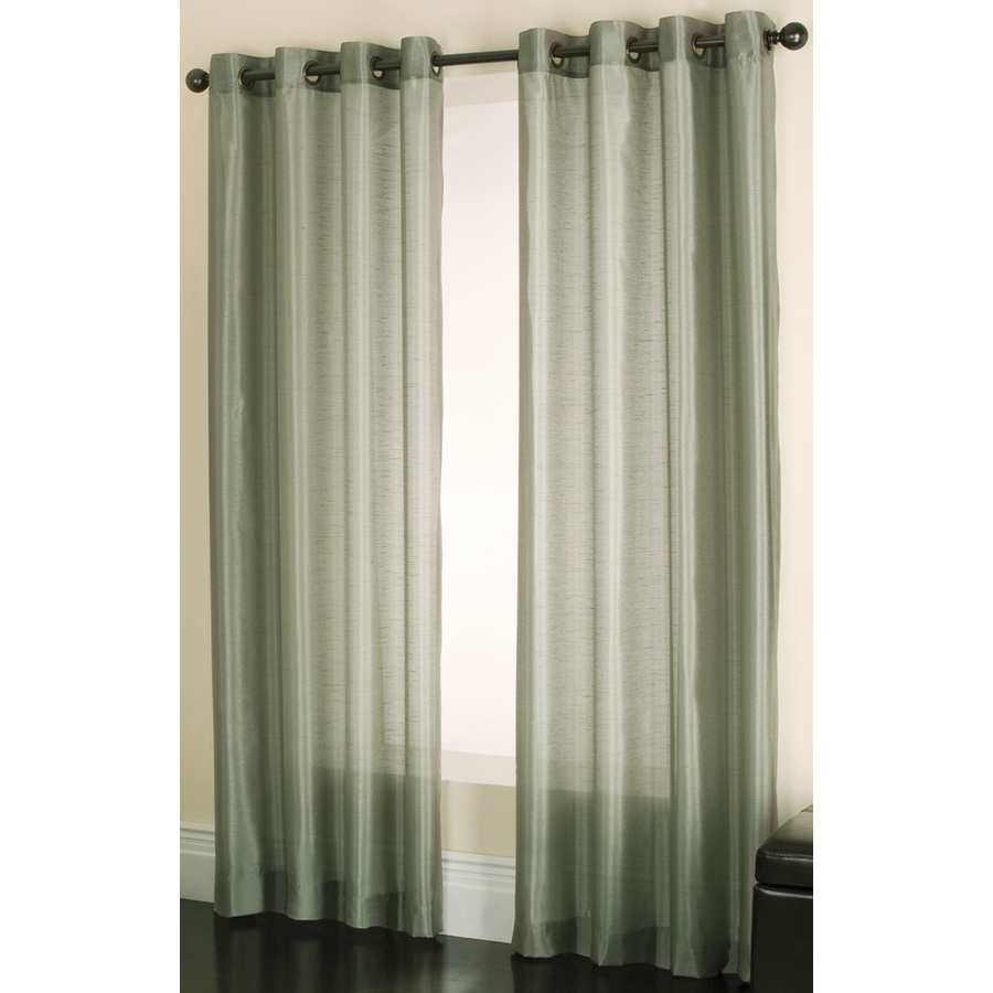 allen + roth Edistone 63 in L Solid Green Grommet Window Sheer Curtain