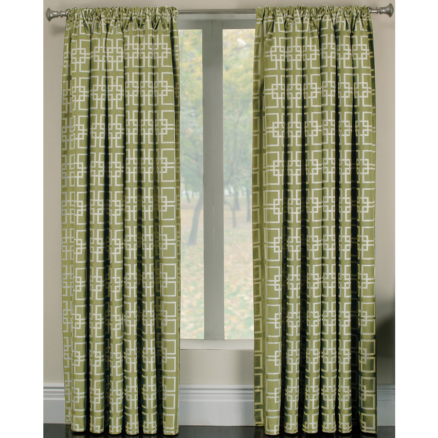 allen + roth Callendale 84 in L Light Filtering Geometric Green Rod Pocket Window Curtain Panel