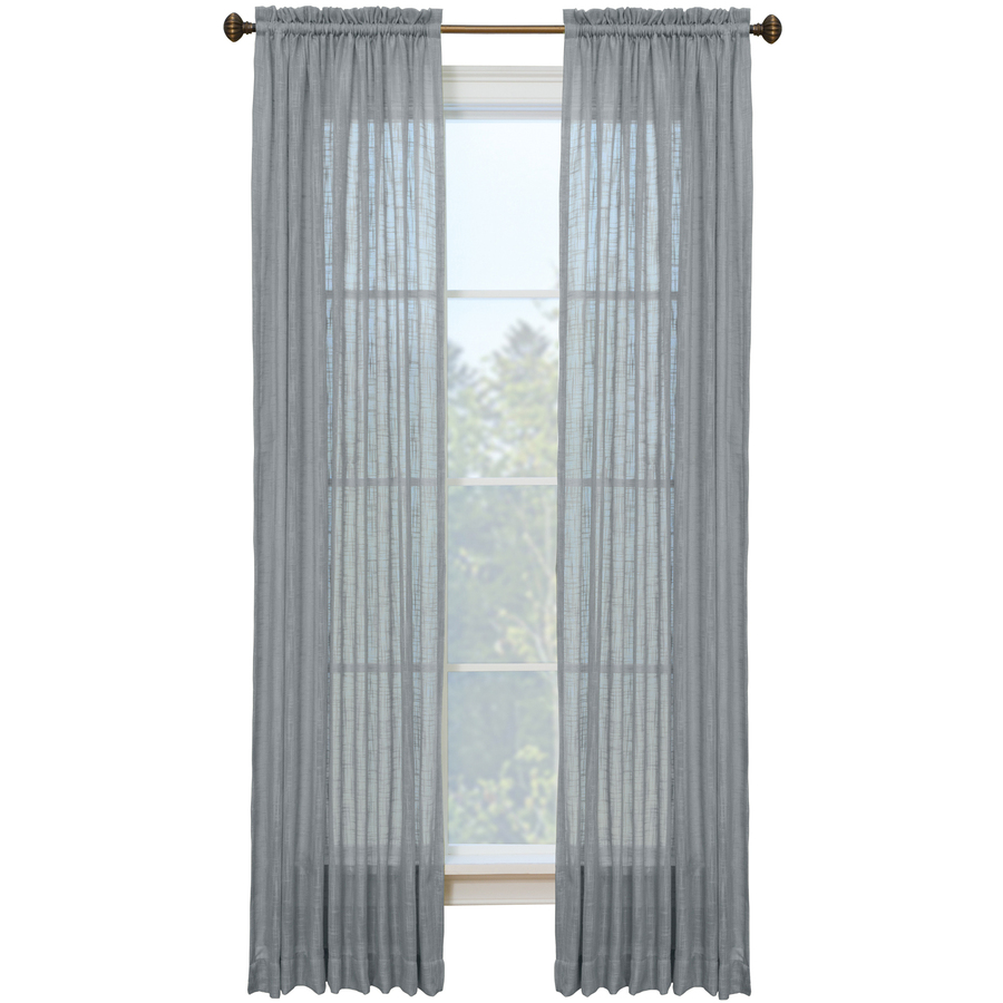 Style Selections Kenna 84 in Coal Polyester Rod Pocket Single Curtain Panel