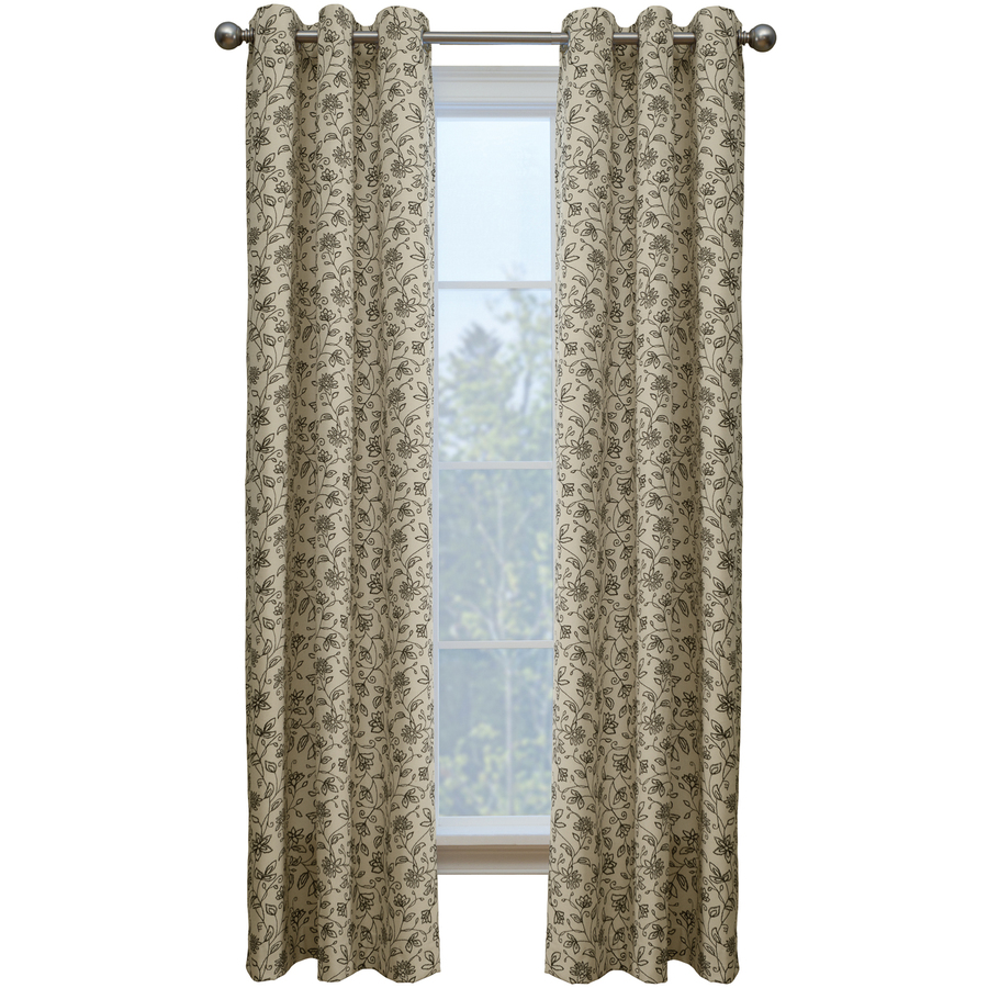 Style Selections Juliette 84 in L Floral Onyx Grommet Window Curtain Panel
