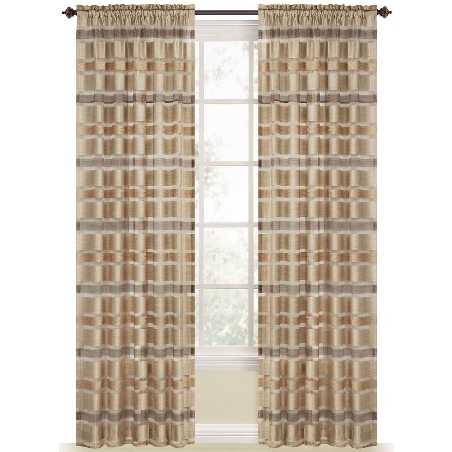 Style Selections Duran 84 in L Striped Straw Rod Pocket Window Curtain Panel