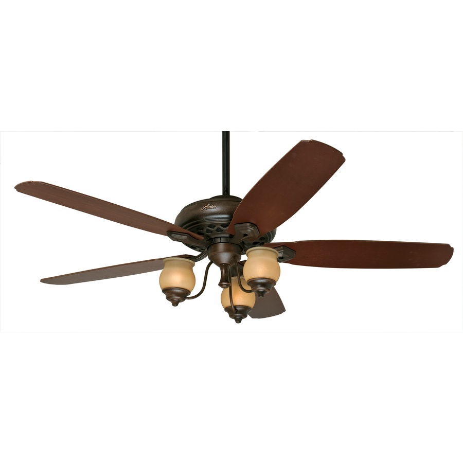 Prestige by Hunter Torrence 64 in Provence Crackle Downrod Mount Ceiling Fan with Light Kit and Remote