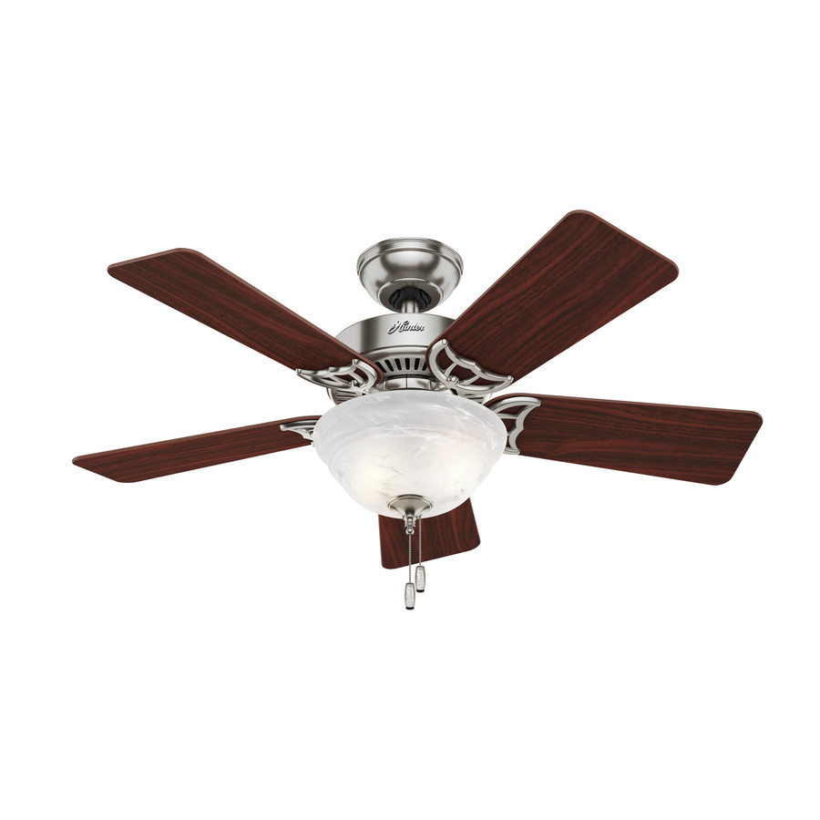 Hunter The Kensington 42 in Brushed Nickel Downrod or Flush Mount Ceiling Fan with Light Kit