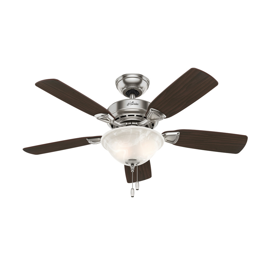 Hunter Caraway 44 in Brushed Nickel Downrod or Flush Mount Ceiling Fan with Light Kit