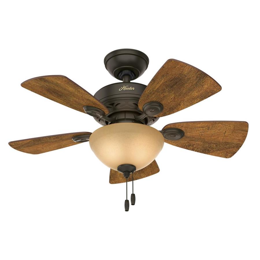 Hunter Watson 34 in New Bronze Downrod or Flush Mount Ceiling Fan with Light Kit