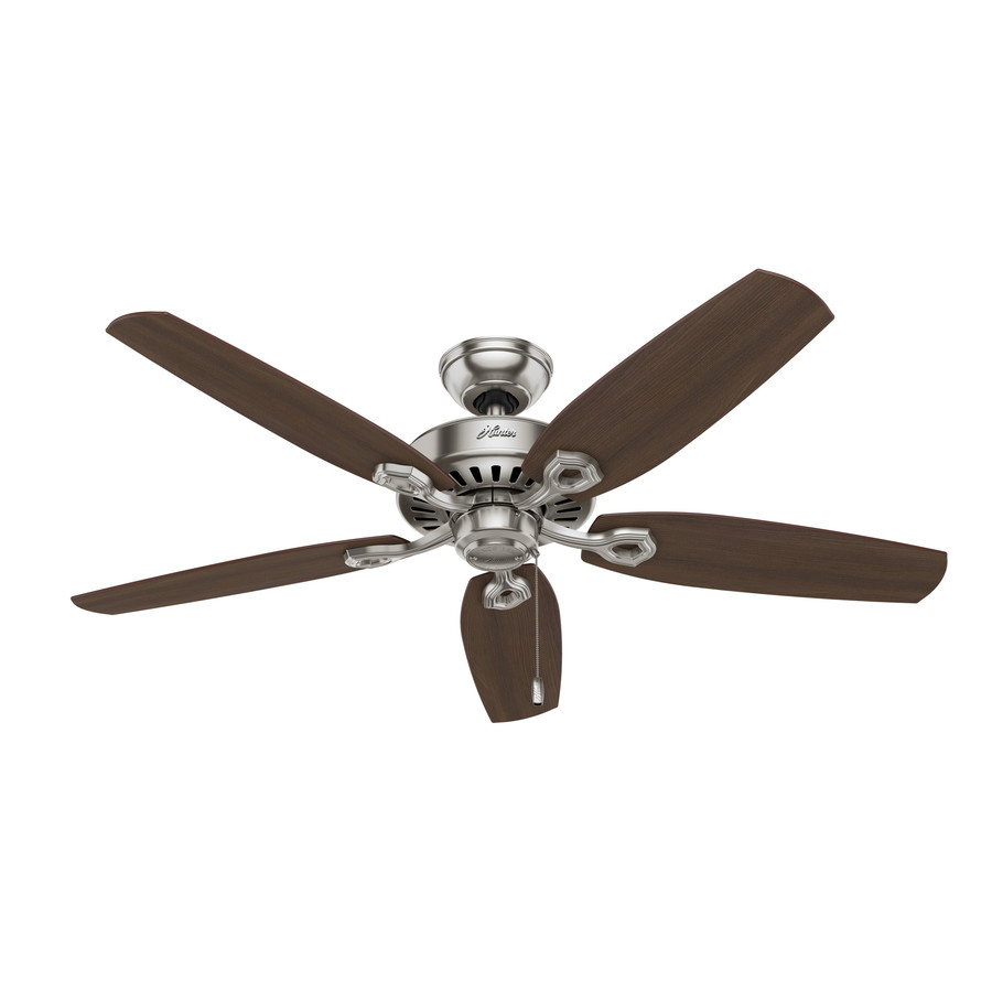 Hunter Builder Elite 52 in Brushed Nickel Downrod or Flush Mount Ceiling Fan ENERGY STAR