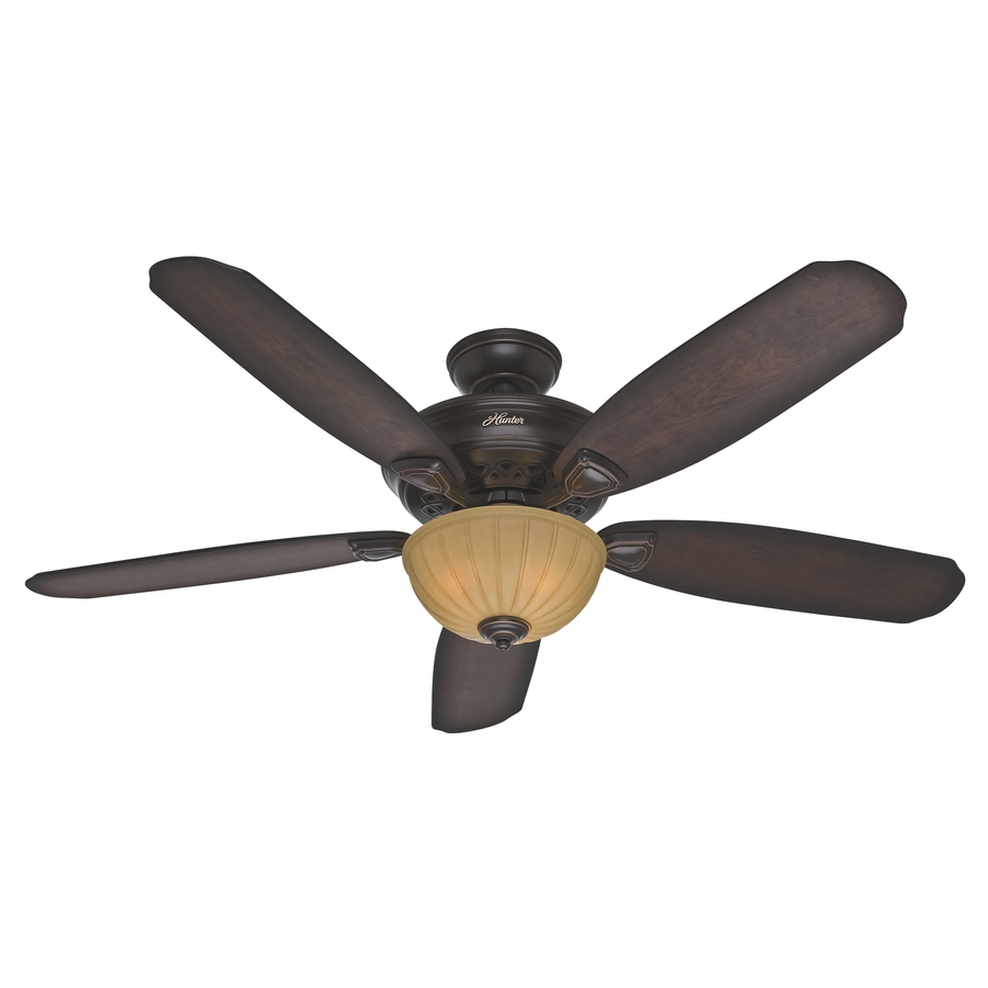 Hunter Markley 56 in Onyx Bengal Bronze Downrod or Flush Mount Ceiling Fan with Light Kit