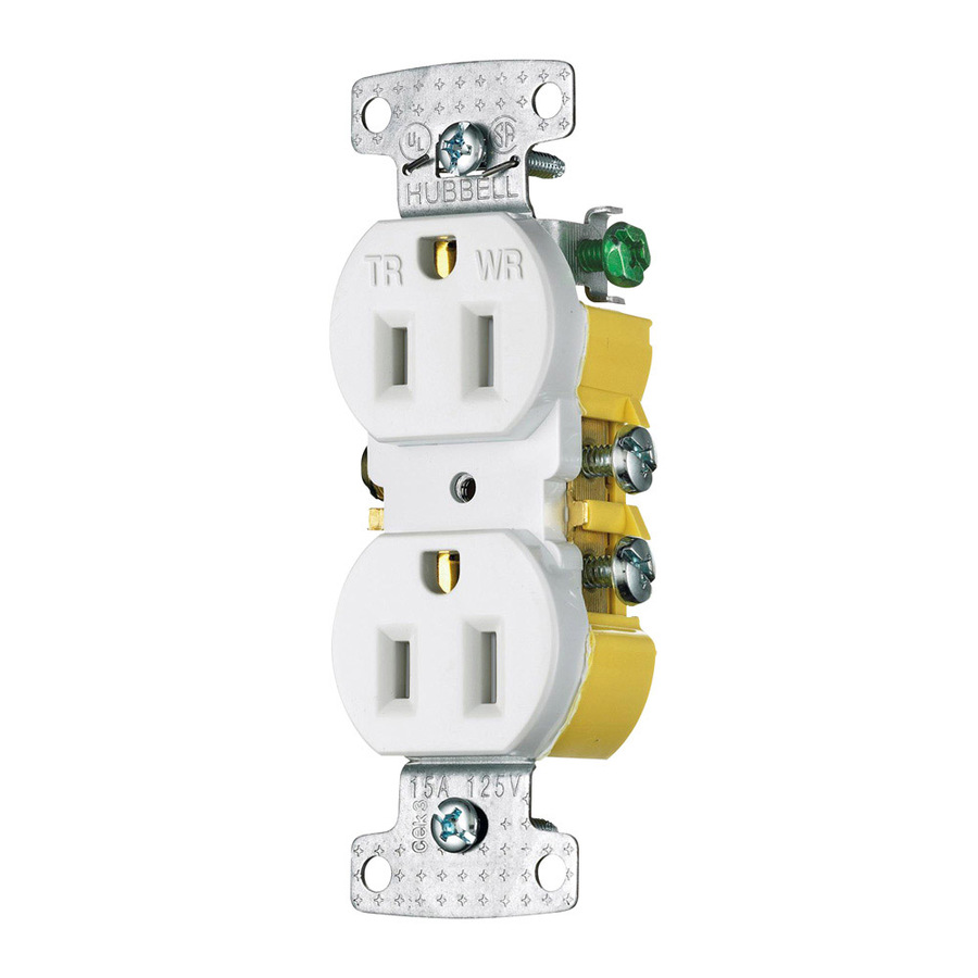 Hubbell 15 Amp 125 Volt White Indoor/Outdoor Duplex Wall Tamper Resistant Outlet