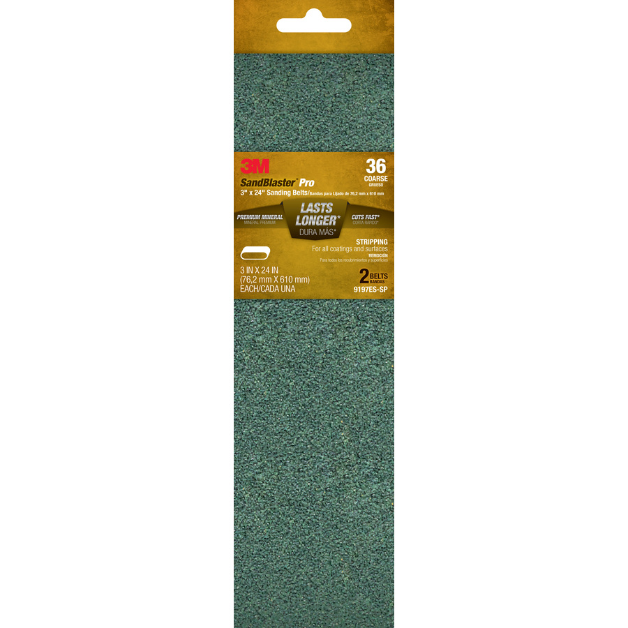 3M 2 Pack 36 Grit 3 in W x 24 in L Belts Sandpaper