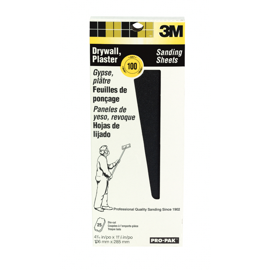 3M 25 Pack 100 Grit 4 3/16 in W x 11 1/4 in L Drywall Sandpaper