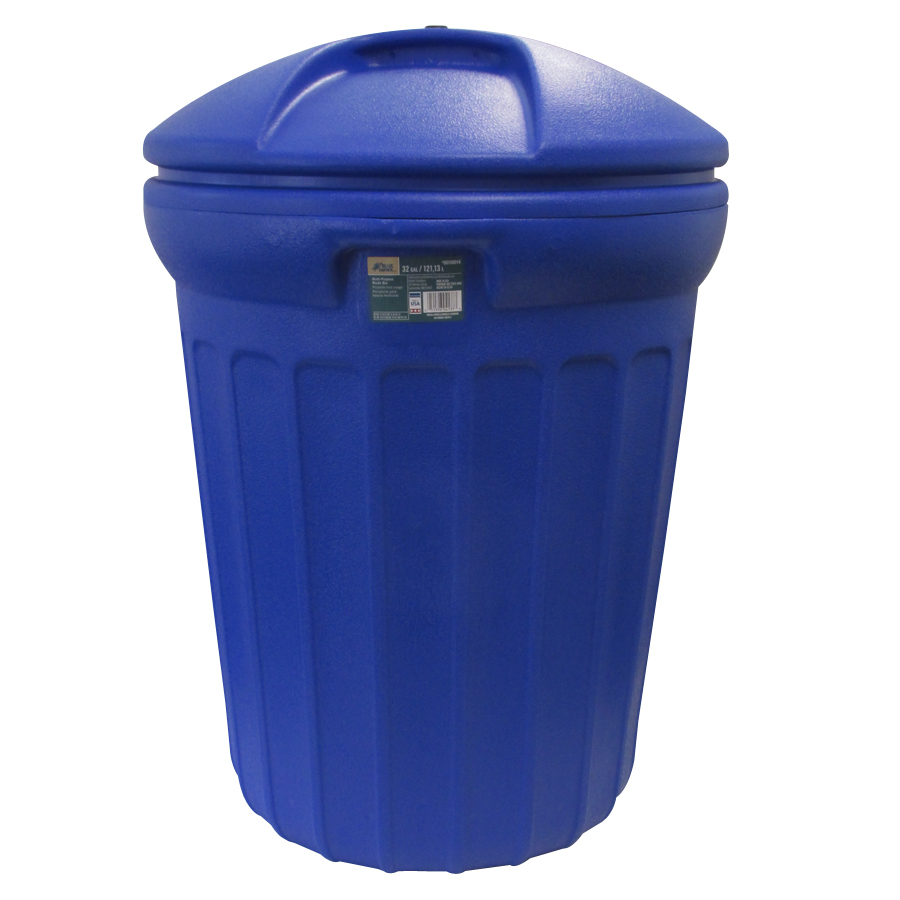 Shop Blue Hawk 32 Gallon(S) Blue Outdoor Garbage Can at