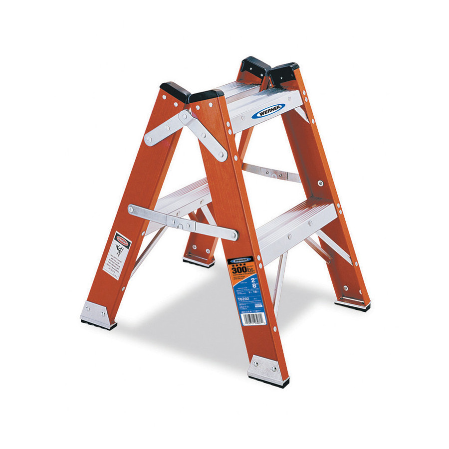 Werner 2 ft Fiberglass 300 lb Type IA Twin Step Ladder