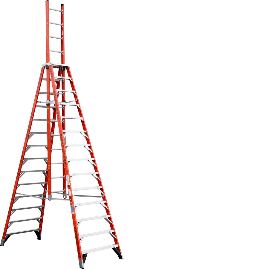 Werner 14 ft Fiberglass 300 lb Telescoping Type IA Trestle Ladder