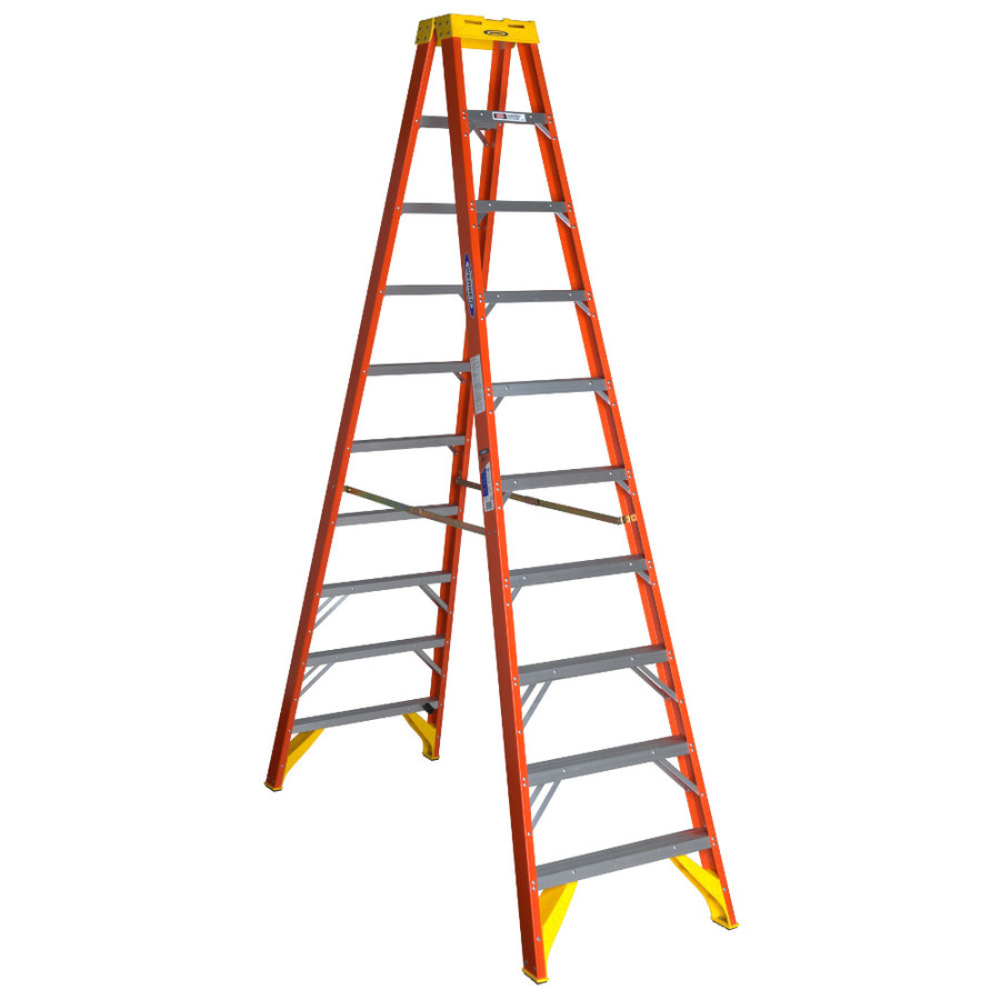 Werner 10 ft Fiberglass 300 lb Type IA Twin Step Ladder