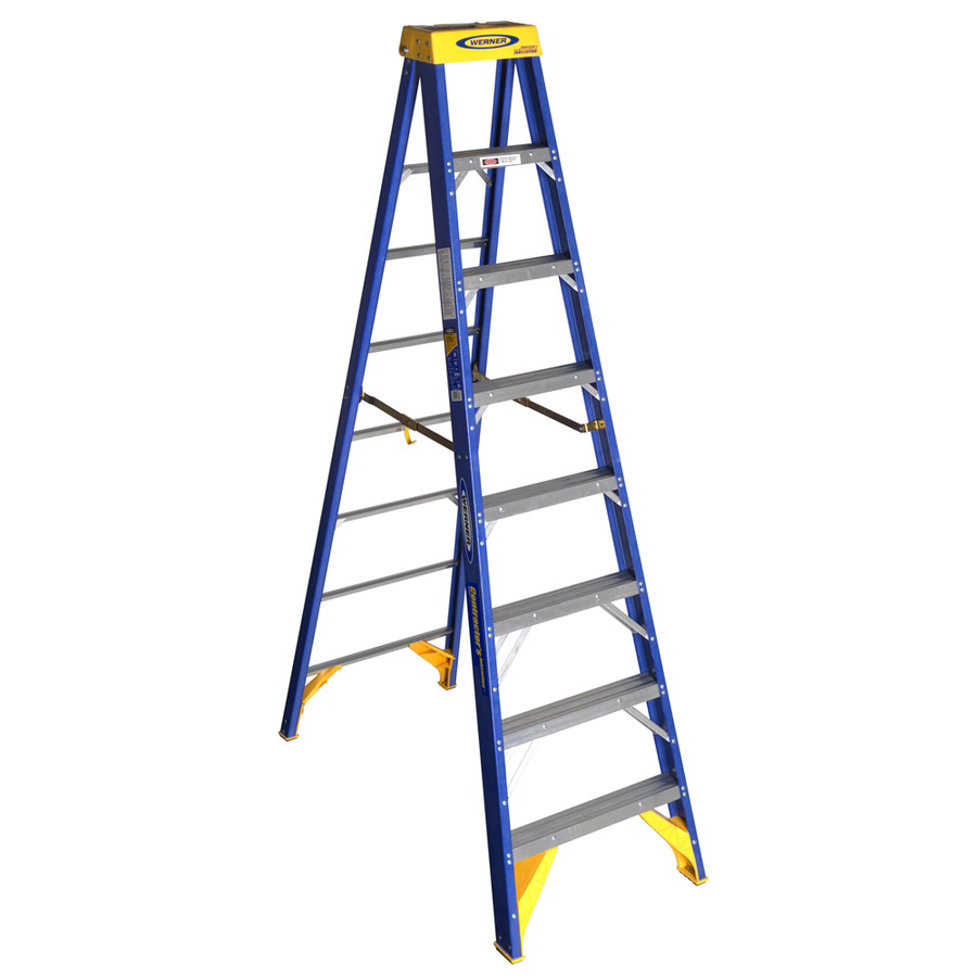 Werner 8 ft Fiberglass 375 lb Type IAA Step Ladder