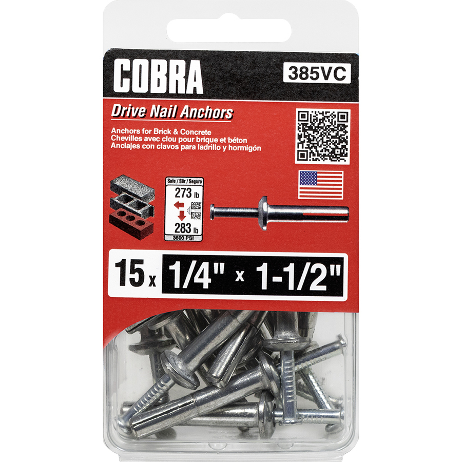 Cobra 15 Count 1/4 x 1 1/2 Zinc Aluminum Alloy Drive Nail Anchors