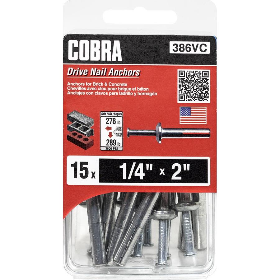 Cobra 15 Count 1/4 x 2 Zinc Aluminum Alloy Drive Nail Anchors