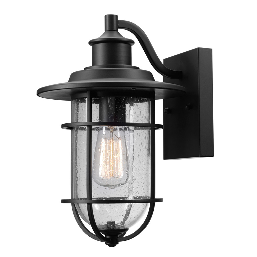 Globe Electric Turner 13.58-in H Black Medium Base (E-26) Outdoor Wall Light | 44094