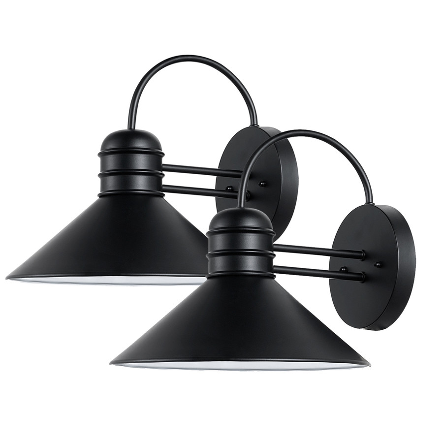 Globe Electric Sebastien 2-Pack 11.02-in H Black Medium Base (E-26) Outdoor Wall Light | 44165