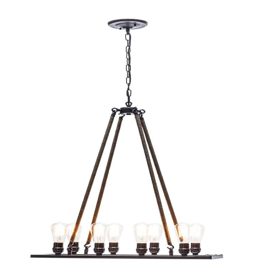 Knollwood 4 Light Antique Bronze Linear Chandelier with Vintage Brass Accents and Clear Glass Shades Knollwood 4 Light Antique Bronze Linear Chandelier with Vintage Brass Accents and Clear Glass Shades