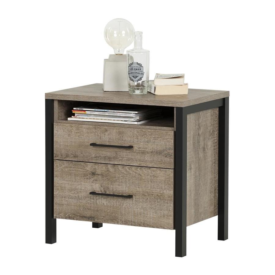 South Shore Furnituresouth Shore Furniture Munich Weathered Oak Matte Black Nightstand In Brown 10493 Dailymail