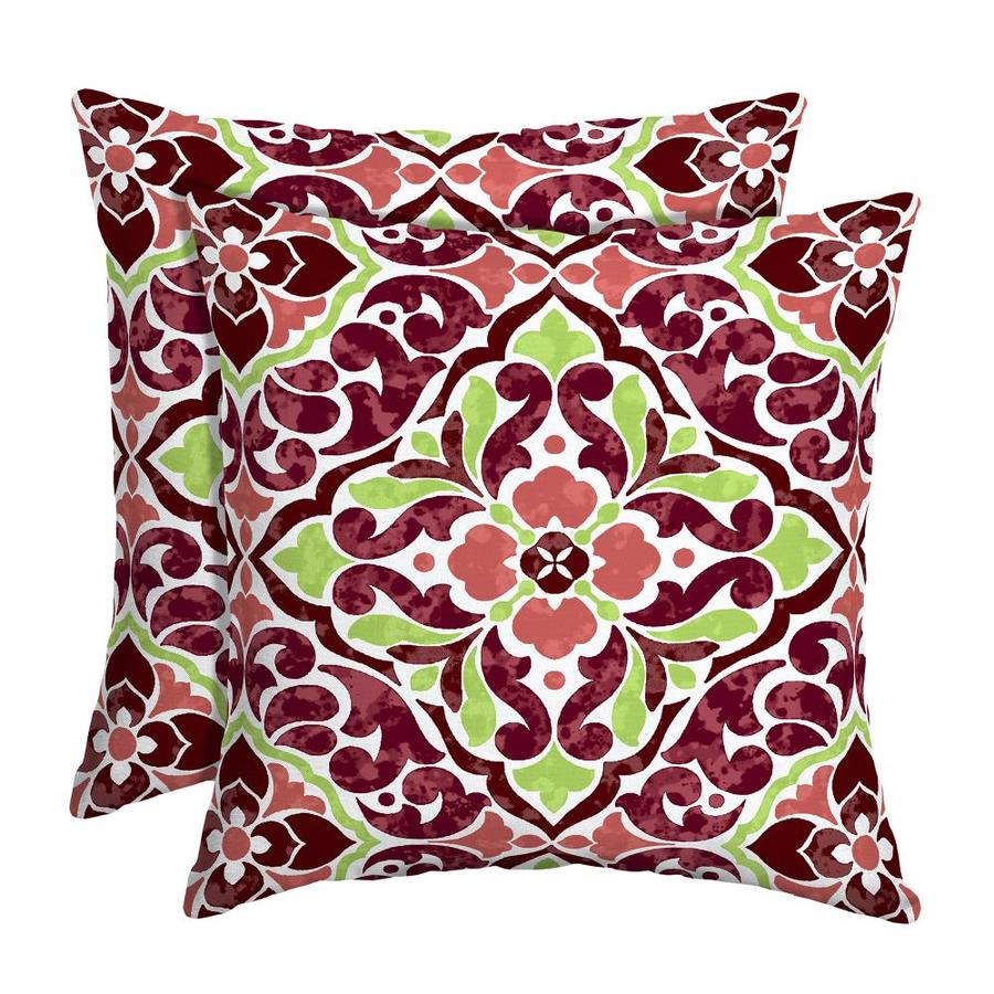 Selections 2 Pack Geometric Cream 2pk Square Outdoor Pillows Navy