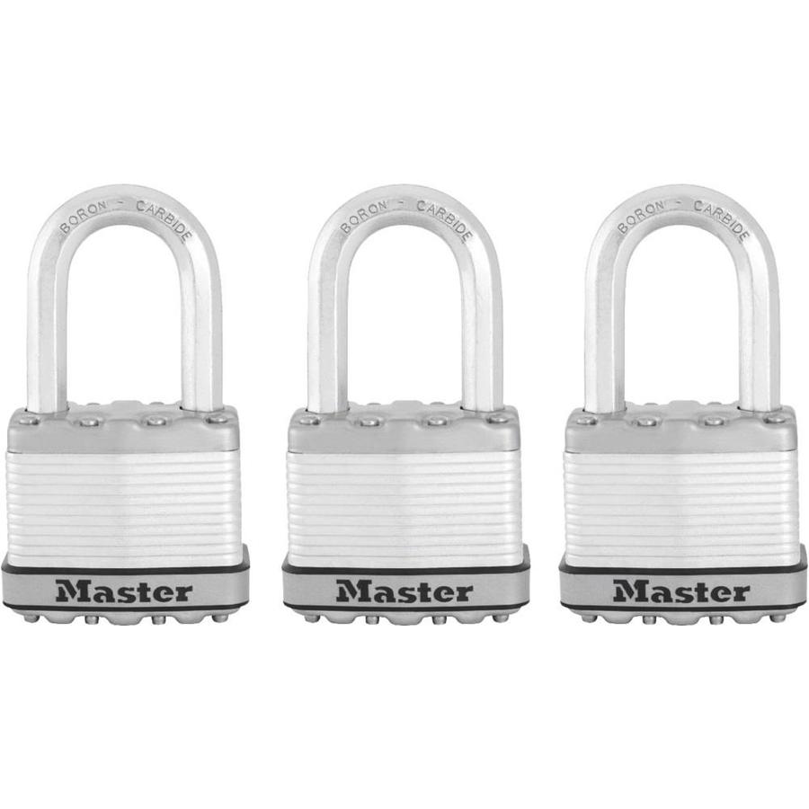 Master Lock 3 Pack Magnum 2 Laminated Steel 1 1/2 Shackle Lock