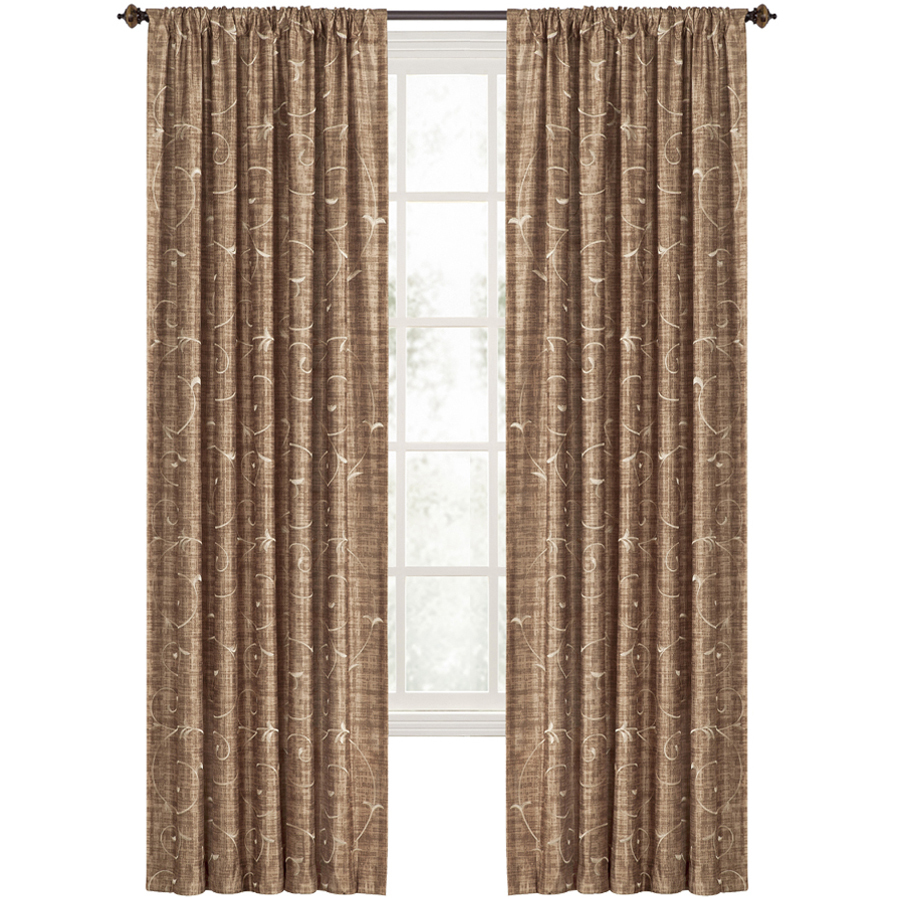 Style Selections 84 in L Dark Brown Rod Pocket Curtain Panel