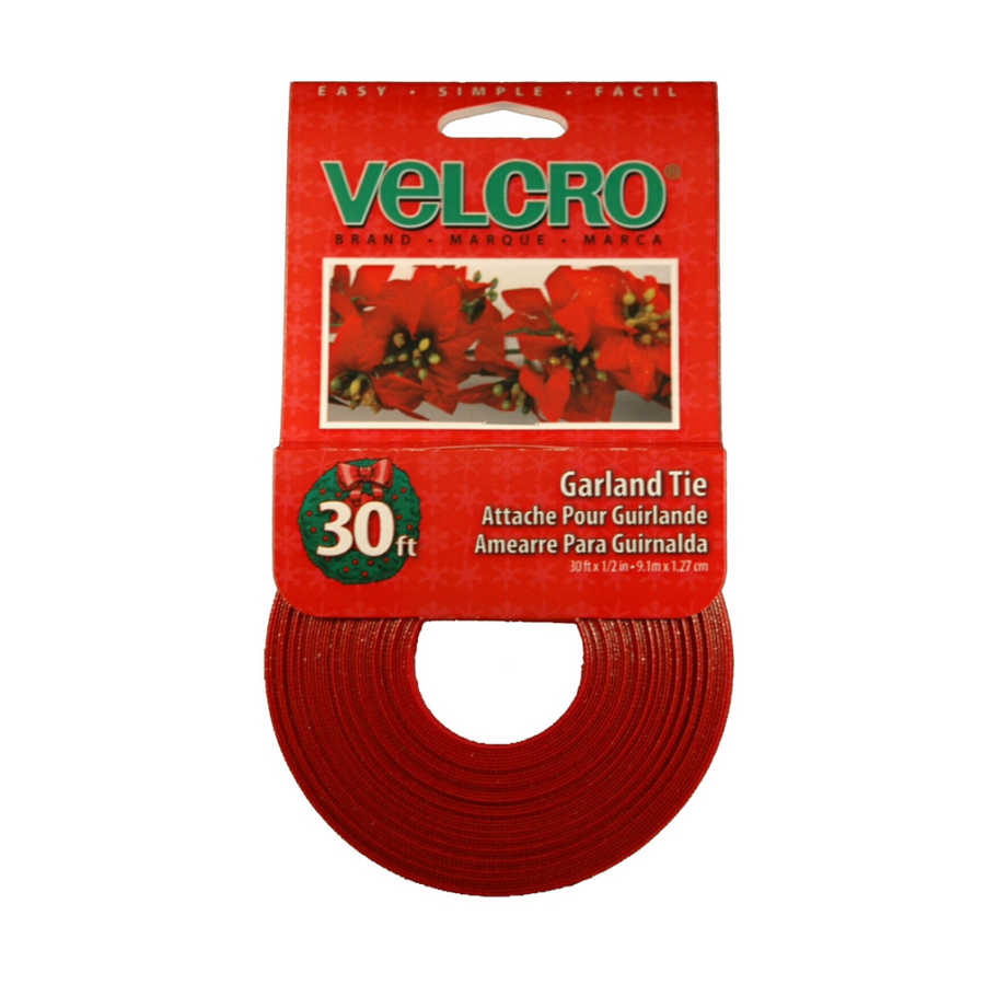 VELCRO Holiday Garland Tie Red 30 ft