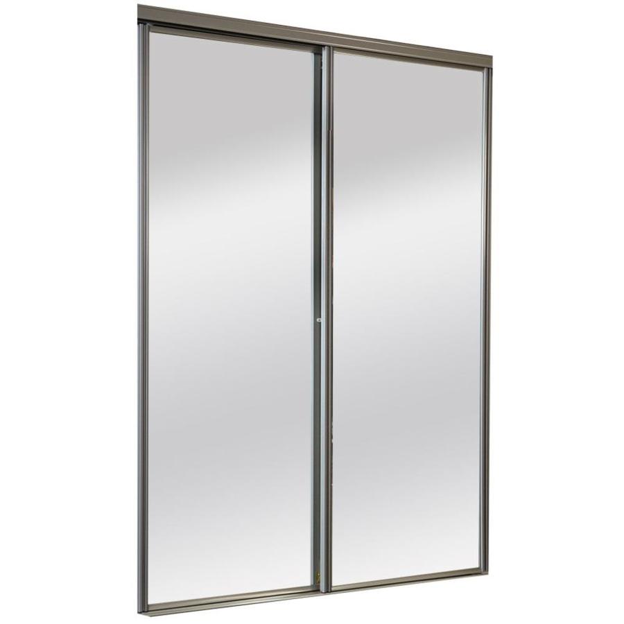 ReliaBilt Brushed Nickel Mirrored Sliding Door (Common 80.5 in x 60 in; Actual 80 in x 60 in)