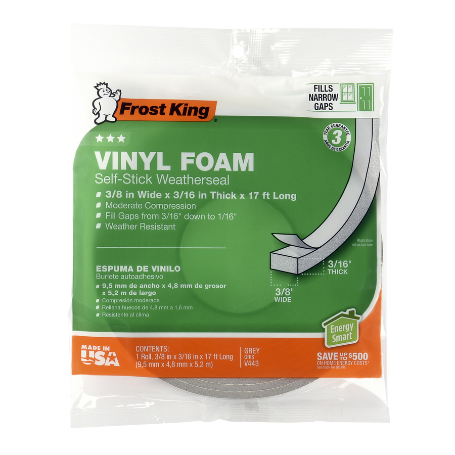 Frost King 0.375 in x 17 ft Gray Foam Door Weatherstrip