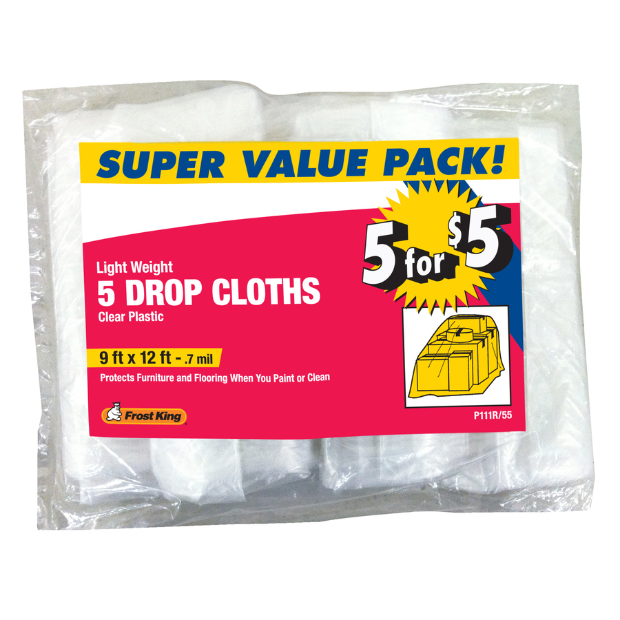 Shop Frost King 5-Pack Plastic Drop Cloths (Common: 9-ft x 12-ft ...